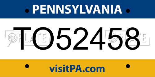 TO52458 Pennsylvania License Plate