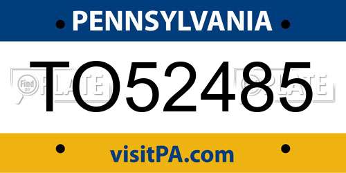 TO52485 Pennsylvania License Plate
