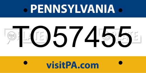 TO57455 Pennsylvania License Plate