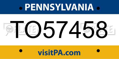 TO57458 Pennsylvania License Plate