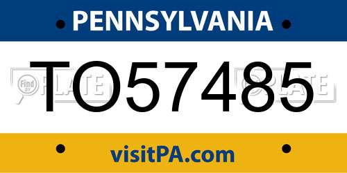 TO57485 Pennsylvania License Plate