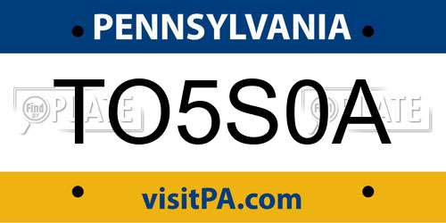 TO5S0A Pennsylvania License Plate