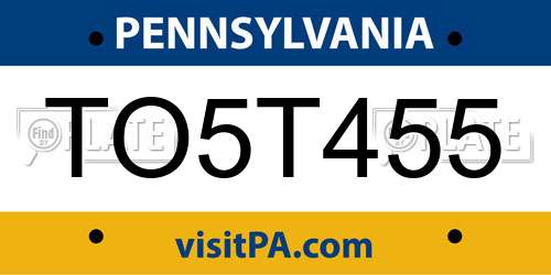 TO5T455 Pennsylvania License Plate