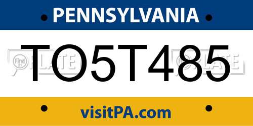 TO5T485 Pennsylvania License Plate