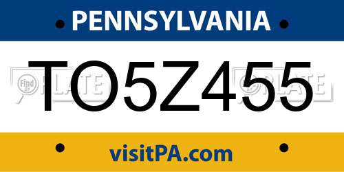 TO5Z455 Pennsylvania License Plate