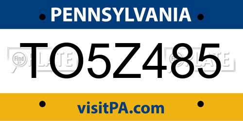 TO5Z485 Pennsylvania License Plate