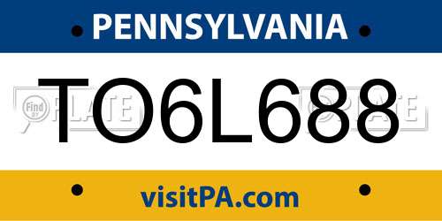 TO6L688 Pennsylvania License Plate