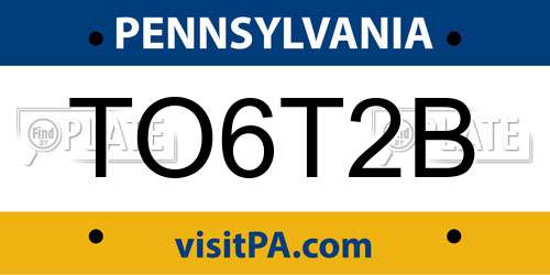 TO6T2B Pennsylvania License Plate