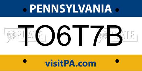 TO6T7B Pennsylvania License Plate