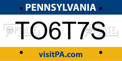 TO6T7S Pennsylvania License Plate