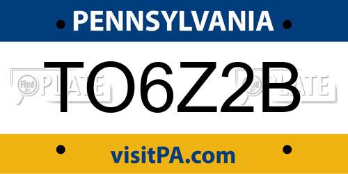 TO6Z2B Pennsylvania License Plate