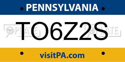 TO6Z2S Pennsylvania License Plate