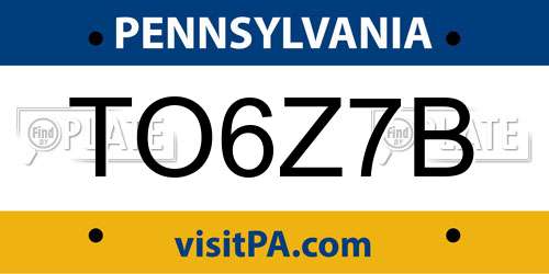 TO6Z7B Pennsylvania License Plate