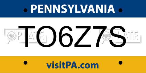 TO6Z7S Pennsylvania License Plate