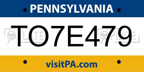 TO7E479 Pennsylvania License Plate
