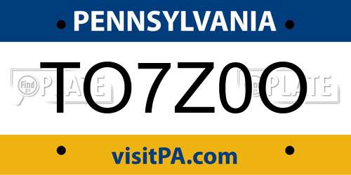 TO7Z0O Pennsylvania License Plate