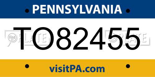 TO82455 Pennsylvania License Plate