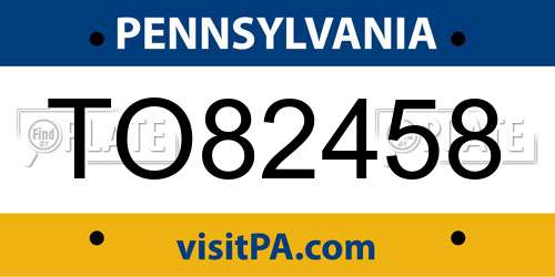 TO82458 Pennsylvania License Plate