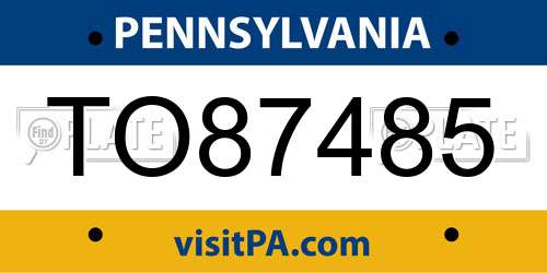 TO87485 Pennsylvania License Plate