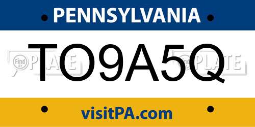 TO9A5Q Pennsylvania License Plate
