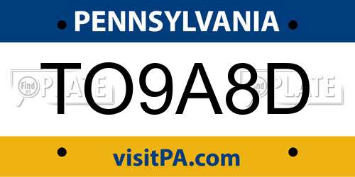 TO9A8D Pennsylvania License Plate