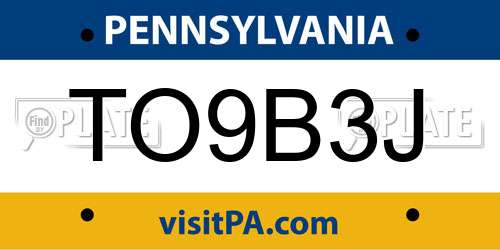 TO9B3J Pennsylvania License Plate