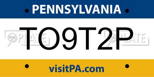 TO9T2P Pennsylvania License Plate
