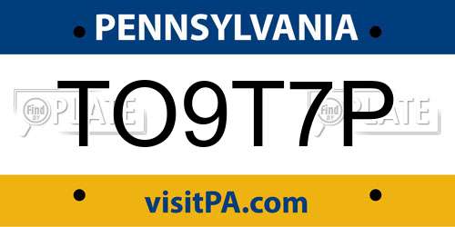 TO9T7P Pennsylvania License Plate