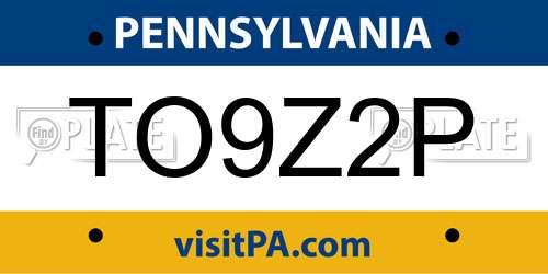 TO9Z2P Pennsylvania License Plate