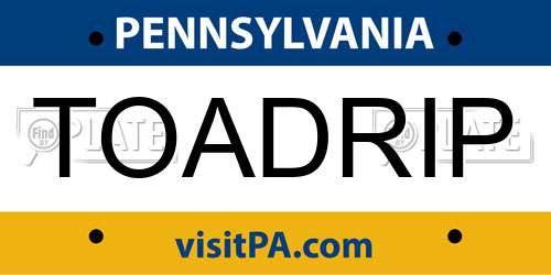 TOADRIP Pennsylvania License Plate