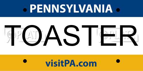 TOASTER Pennsylvania License Plate