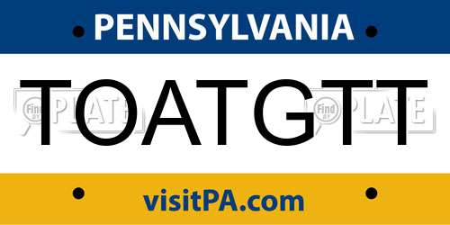 TOATGTT Pennsylvania License Plate