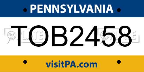 TOB2458 Pennsylvania License Plate