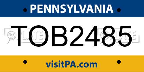 TOB2485 Pennsylvania License Plate