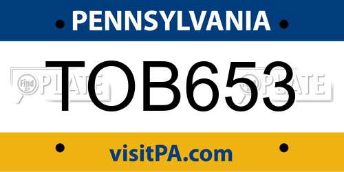 TOB653 Pennsylvania License Plate