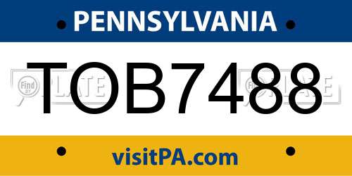 TOB7488 Pennsylvania License Plate