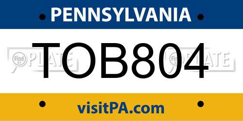 TOB804 Pennsylvania License Plate