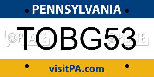 TOBG53 Pennsylvania License Plate
