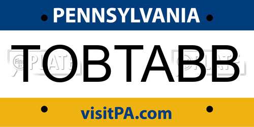 TOBTABB Pennsylvania License Plate