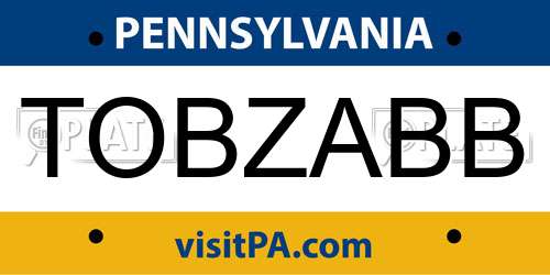 TOBZABB Pennsylvania License Plate