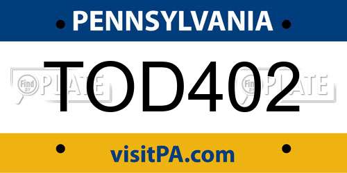 TOD402 Pennsylvania License Plate