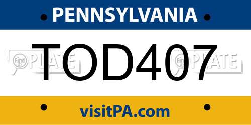 TOD407 Pennsylvania License Plate