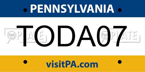 TODA07 Pennsylvania License Plate