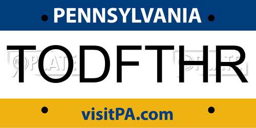 TODFTHR Pennsylvania License Plate