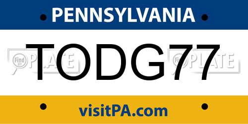 TODG77 Pennsylvania License Plate