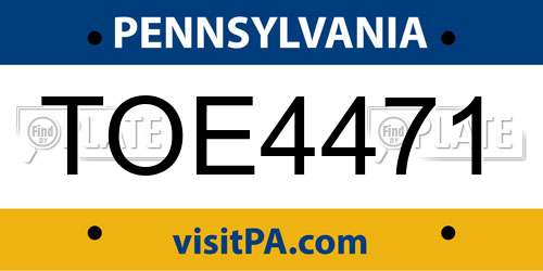 TOE4471 Pennsylvania License Plate