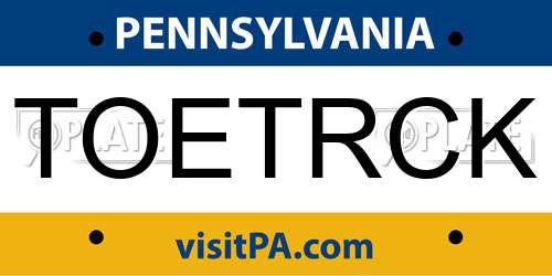TOETRCK Pennsylvania License Plate
