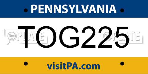 TOG225 Pennsylvania License Plate