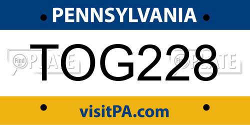 TOG228 Pennsylvania License Plate