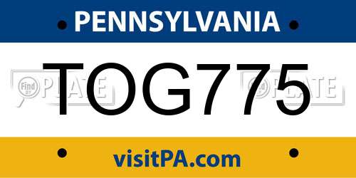 TOG775 Pennsylvania License Plate